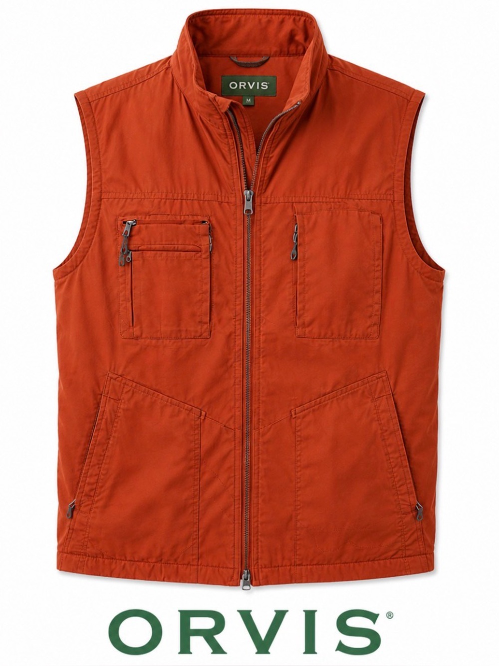 Orvis Utility Vest Men’s Medium Rust Full Zip Gorpcore Hiking Fishing Outdoor